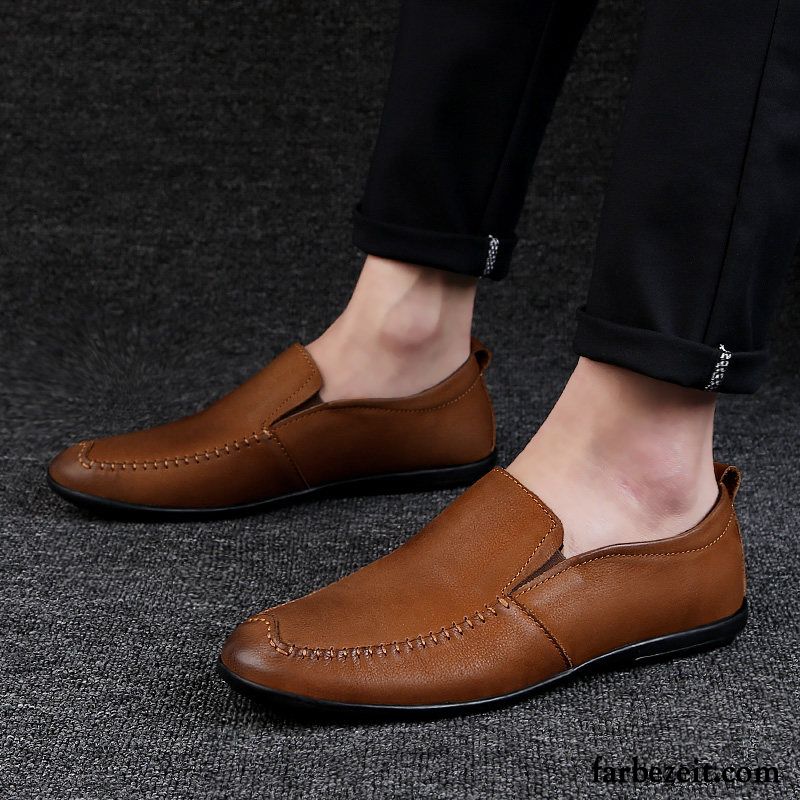 Halbschuhe Herren Schnürschuhe Echtleder Lederschue Herbst Jugend Trend Atmungsaktiv Rot Schuhe Casual Weiche Sohle