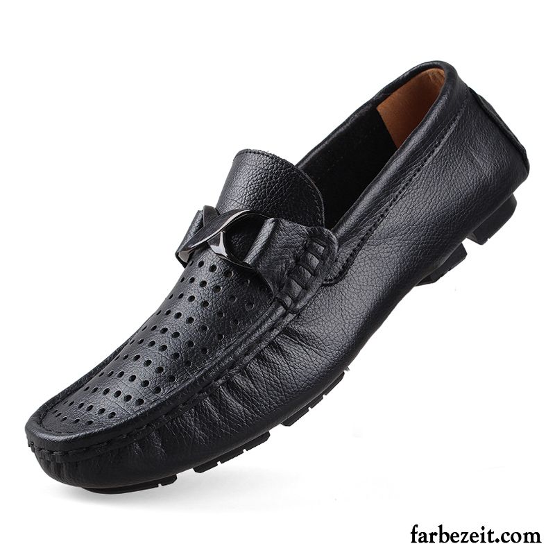 Halbschuhe Herren Sommer Faul Slip-on Lederschue Große Größe Casual Grün