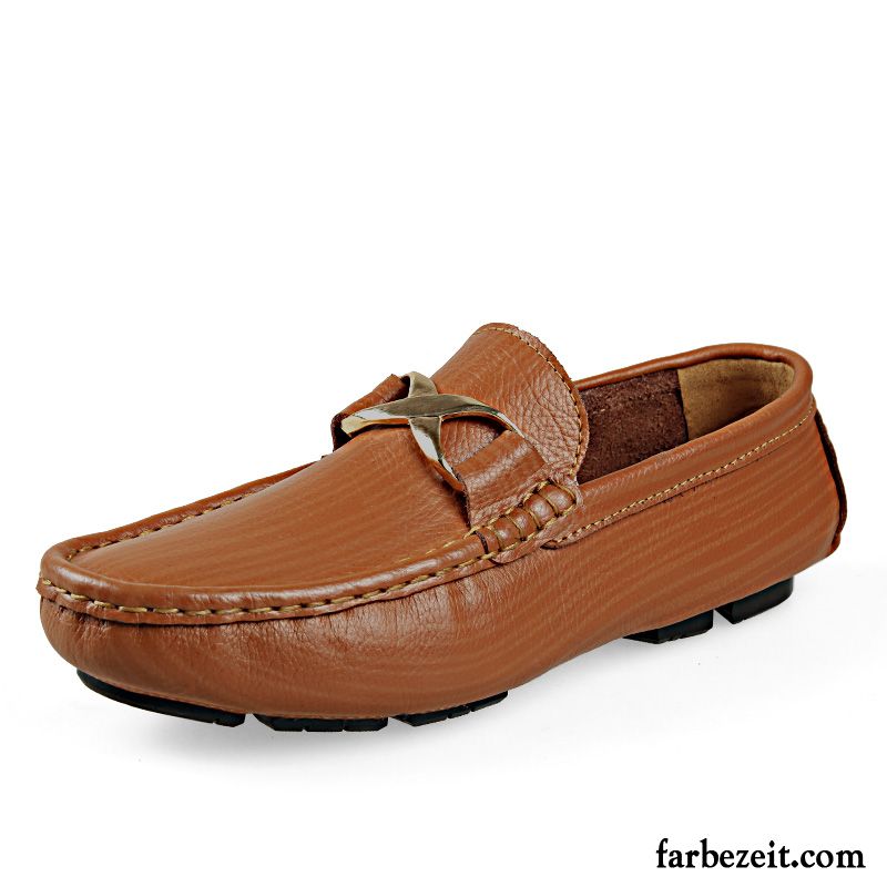 Halbschuhe Herren Sommer Faul Slip-on Lederschue Große Größe Casual Grün