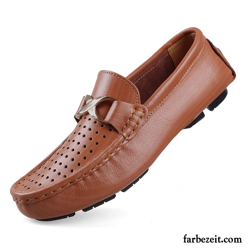 Halbschuhe Herren Sommer Faul Slip-on Lederschue Große Größe Casual Grün