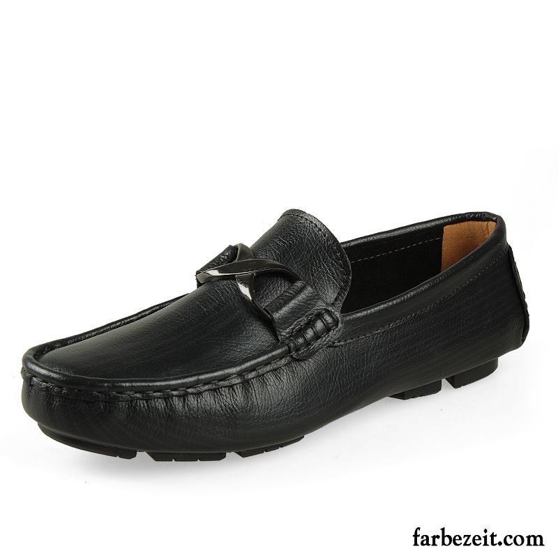 Halbschuhe Herren Sommer Faul Slip-on Lederschue Große Größe Casual Grün