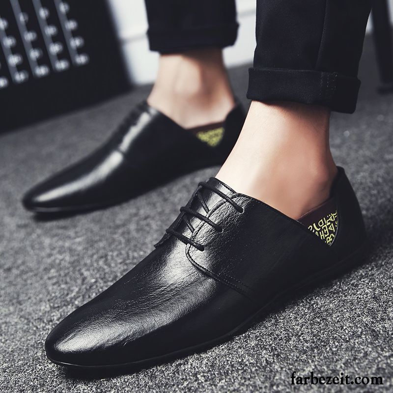 Halbschuhe Herren Trend Casual Atmungsaktiv Echtleder Lederschue Neue Blau