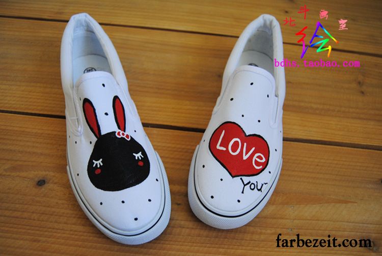 Halbschuhe Leder Damen Slip-on Dicke Sohle Schuhe Handgemalt Lovers Faul Tuch Schuhe Halbschuhe Schüler Günstig