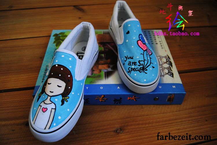 Halbschuhe Leder Damen Slip-on Dicke Sohle Schuhe Handgemalt Lovers Faul Tuch Schuhe Halbschuhe Schüler Günstig