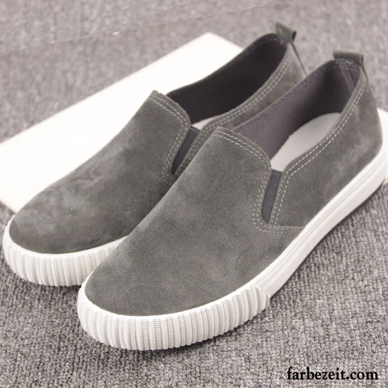 Halbschuhe Absatz Damen Flache Faul Feder Halbschuhe Slip-on Casual Schüler Wildleder Dicke Sohle