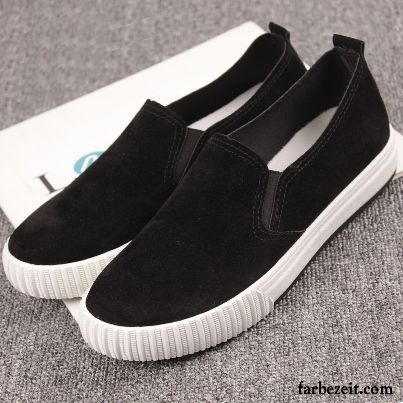 Halbschuhe Absatz Damen Flache Faul Feder Halbschuhe Slip-on Casual Schüler Wildleder Dicke Sohle