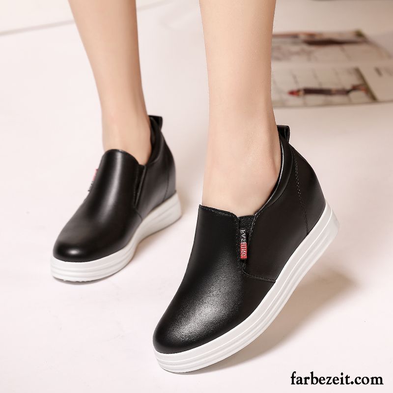 Halbschuhe Reißverschluss Faul Casual Neue Schnürschuhe Keilschuhe Dicke Sohle Halbschuhe Feder Weiß Damen Slip-on Sommer Erhöht