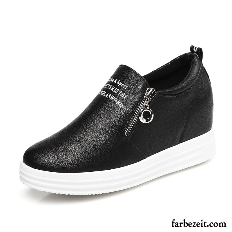 Halbschuhe Reißverschluss Faul Casual Neue Schnürschuhe Keilschuhe Dicke Sohle Halbschuhe Feder Weiß Damen Slip-on Sommer Erhöht