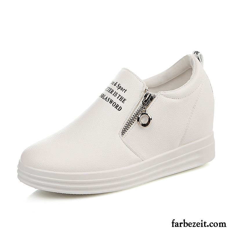 Halbschuhe Reißverschluss Faul Casual Neue Schnürschuhe Keilschuhe Dicke Sohle Halbschuhe Feder Weiß Damen Slip-on Sommer Erhöht