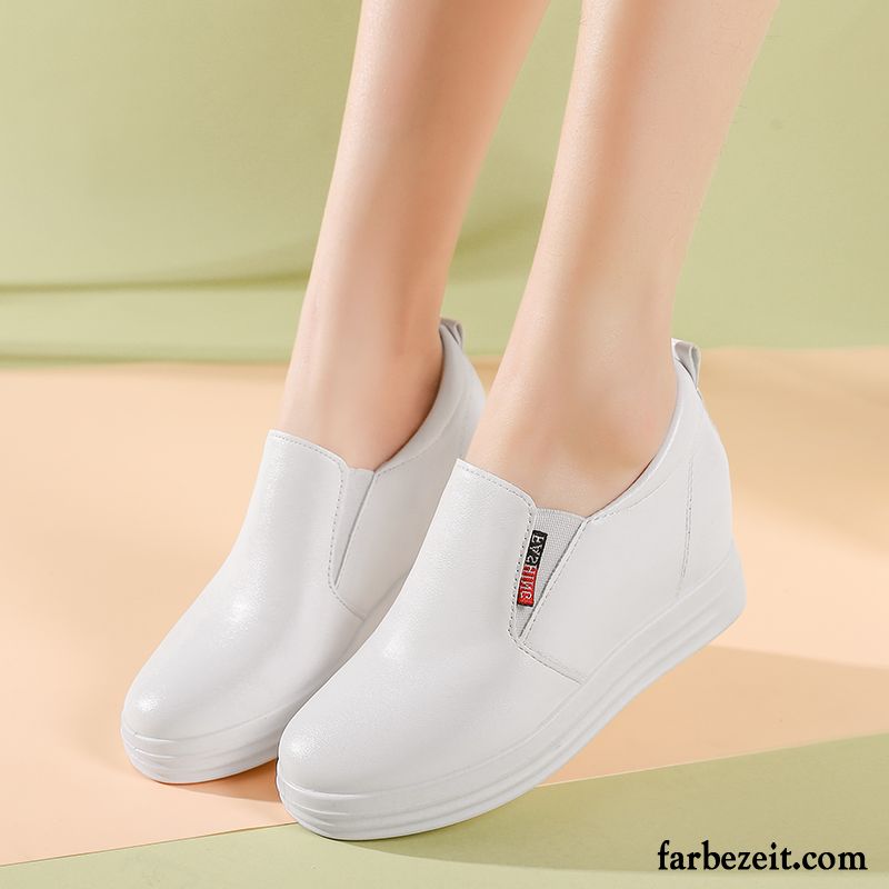 Halbschuhe Reißverschluss Faul Casual Neue Schnürschuhe Keilschuhe Dicke Sohle Halbschuhe Feder Weiß Damen Slip-on Sommer Erhöht