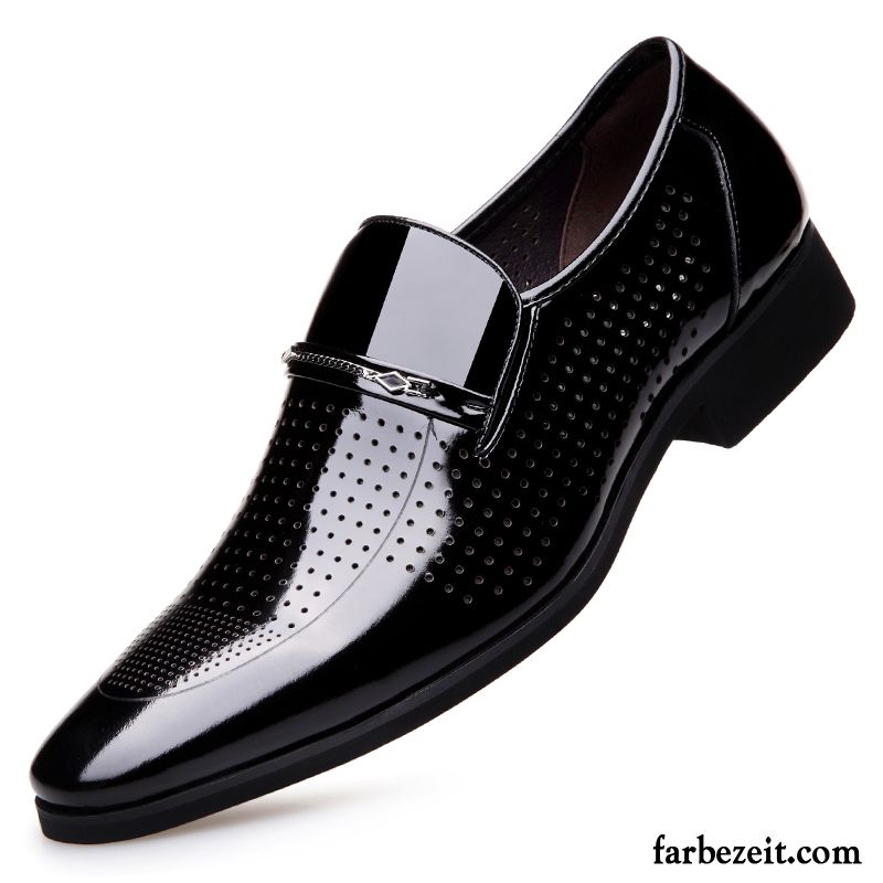 Handgefertigte Schuhe Herren Schwarz Herbst England Geschäft Hochzeit Schuhe Lederschue Casual Spitze Atmungsaktiv Lackleder Günstig