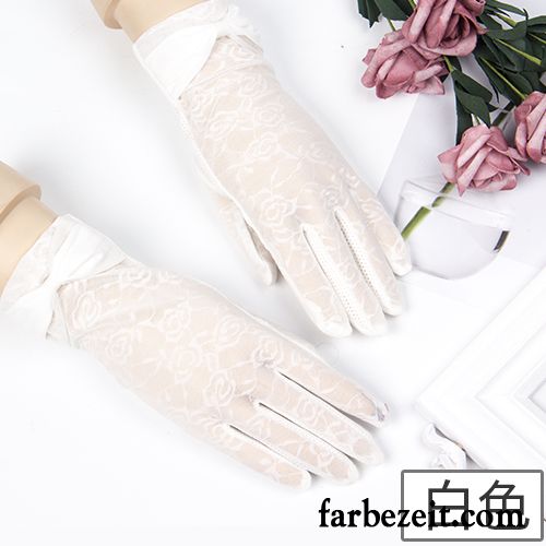 Handschuhe Damen Frühling Dünne Stretch Rutschfest Sommer Seide Weiß