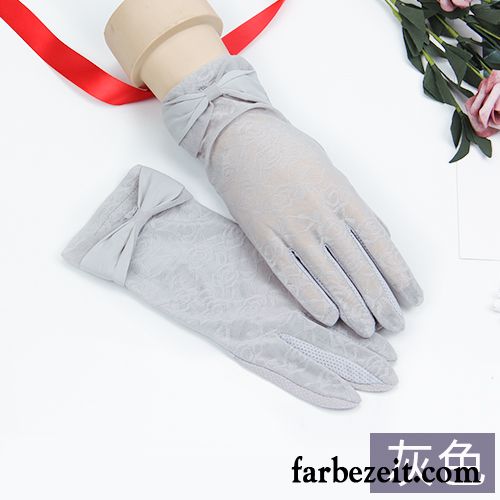 Handschuhe Damen Frühling Dünne Stretch Rutschfest Sommer Seide Weiß