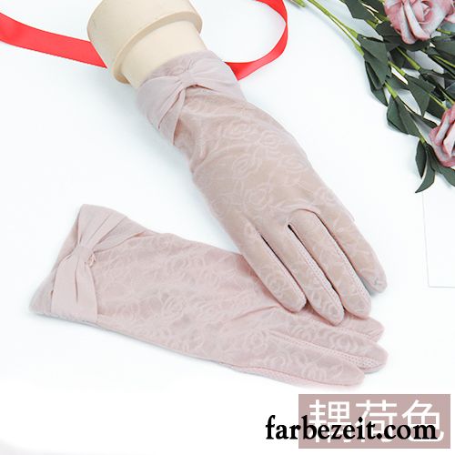 Handschuhe Damen Frühling Dünne Stretch Rutschfest Sommer Seide Weiß