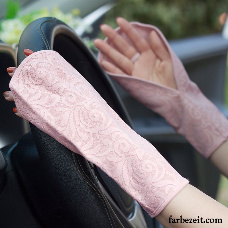 Handschuhe Damen Mädchen Sonnenschutz Sport Baumwolle Spitze Fahrrad Fahren Weiß