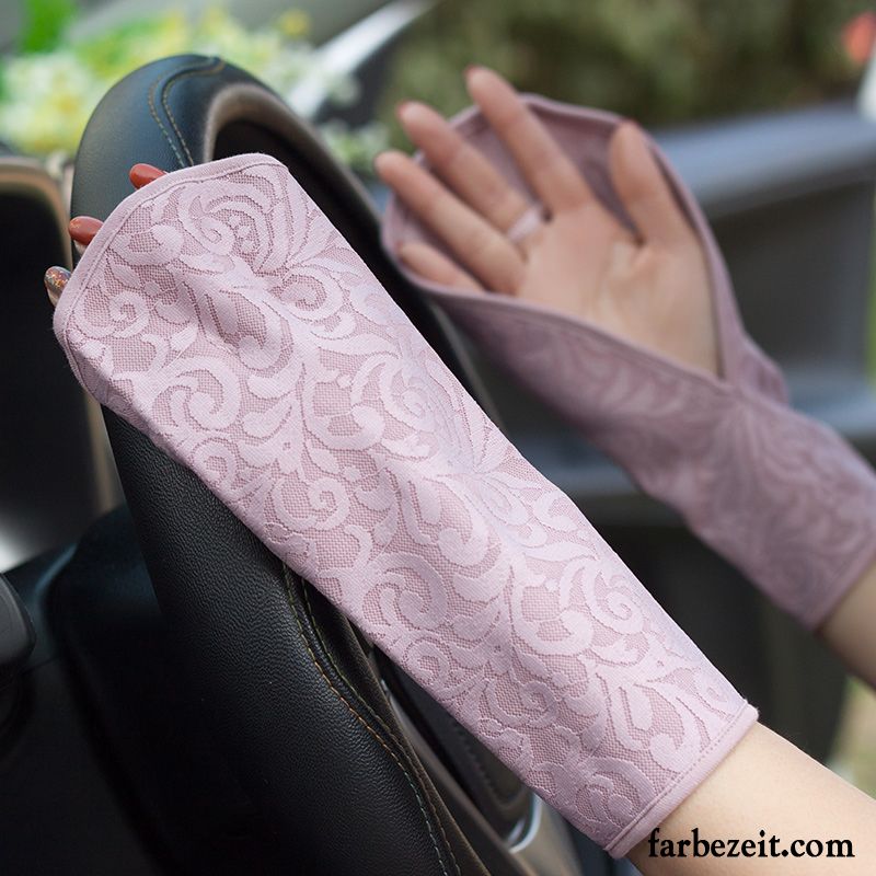 Handschuhe Damen Mädchen Sonnenschutz Sport Baumwolle Spitze Fahrrad Fahren Weiß