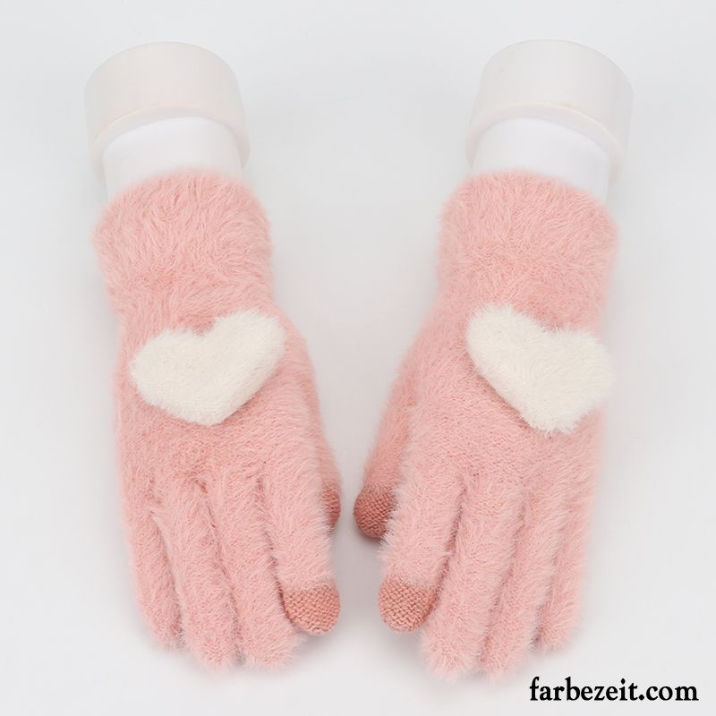 Handschuhe Damen Niedlich Dicke Touchscreen Outdoor Kalte Warm Halten Rosa