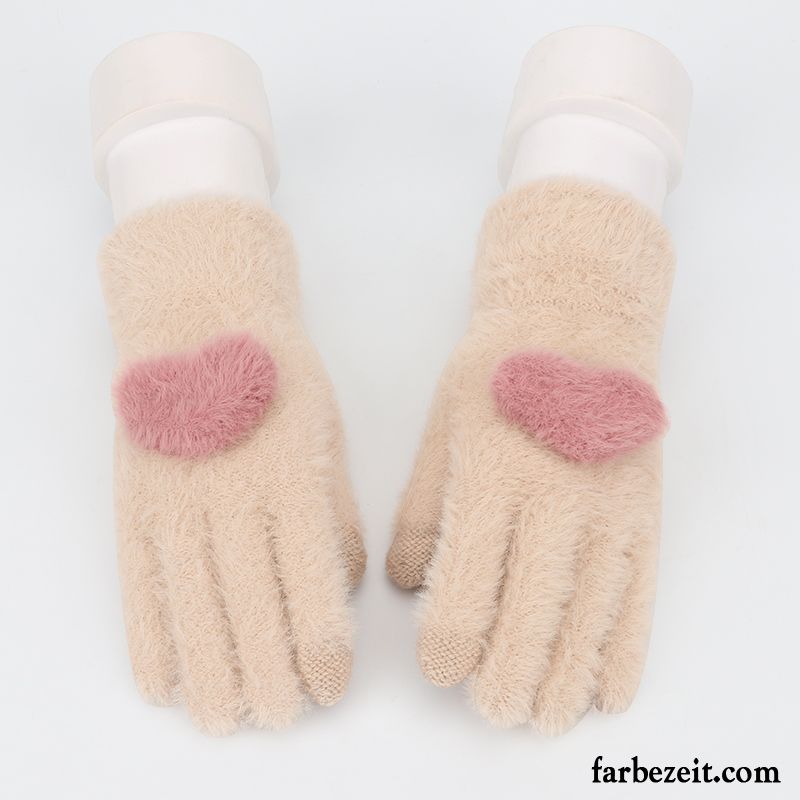 Handschuhe Damen Niedlich Dicke Touchscreen Outdoor Kalte Warm Halten Rosa