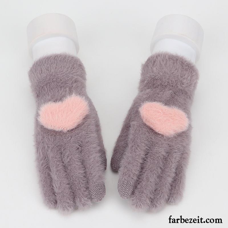 Handschuhe Damen Niedlich Dicke Touchscreen Outdoor Kalte Warm Halten Rosa