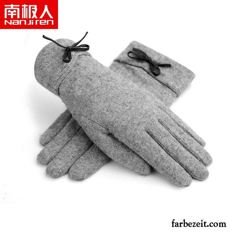 Handschuhe Damen Samt Touchscreen Student Warm Halten Winter Reiten Dunkelblau