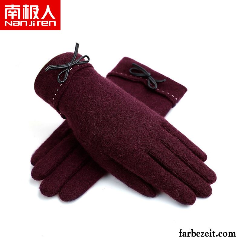 Handschuhe Damen Samt Touchscreen Student Warm Halten Winter Reiten Dunkelblau