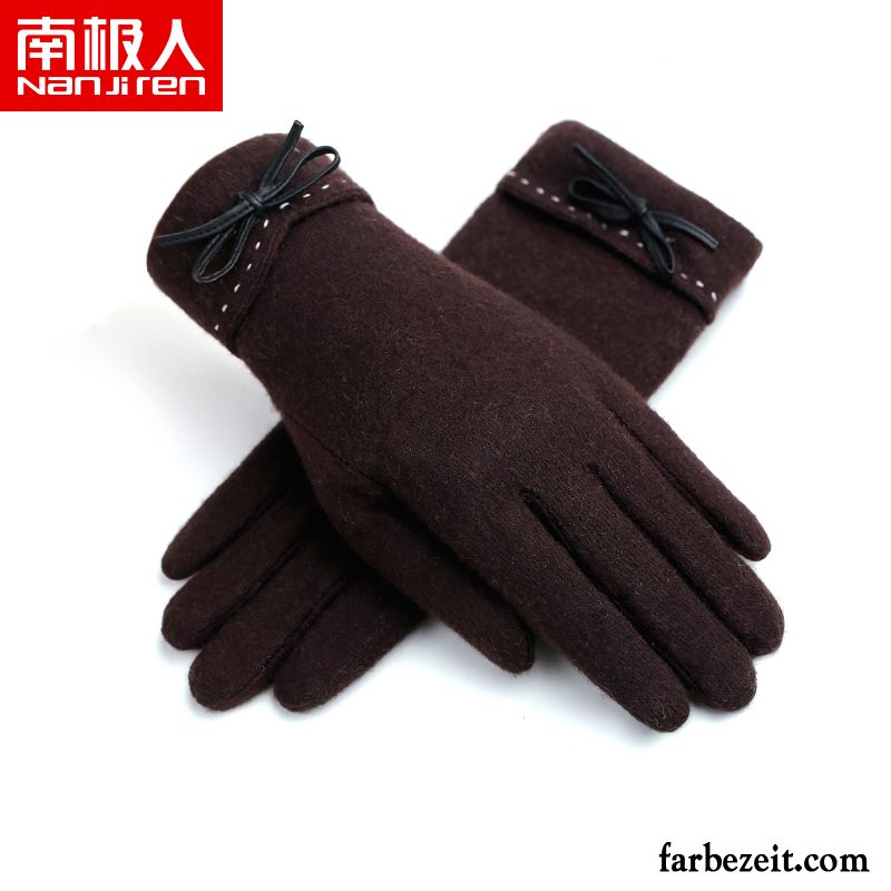 Handschuhe Damen Samt Touchscreen Student Warm Halten Winter Reiten Dunkelblau