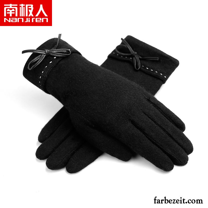 Handschuhe Damen Samt Touchscreen Student Warm Halten Winter Reiten Dunkelblau