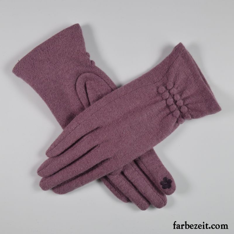 Handschuhe Damen Touchscreen Herbst Dünne Warm Halten Fahrrad Fahren Schafwolle Blau