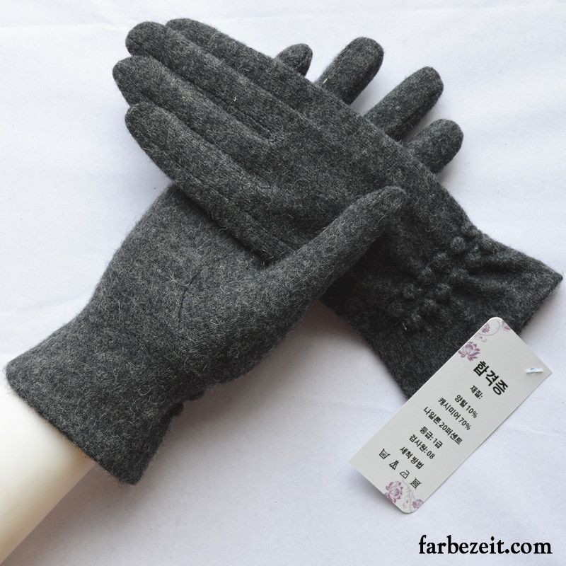 Handschuhe Damen Touchscreen Herbst Dünne Warm Halten Fahrrad Fahren Schafwolle Blau