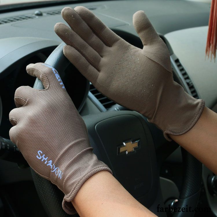 Handschuhe Herren Atmungsaktiv Sonnenschutz Fahren Sommer Rutschfest Schlank Grau