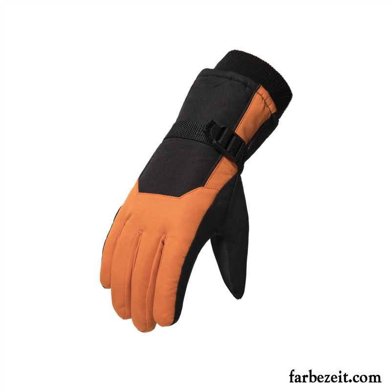 Handschuhe Herren Kalte Samt Outdoor Winter Skifahren Warm Halten Grau Dunkel