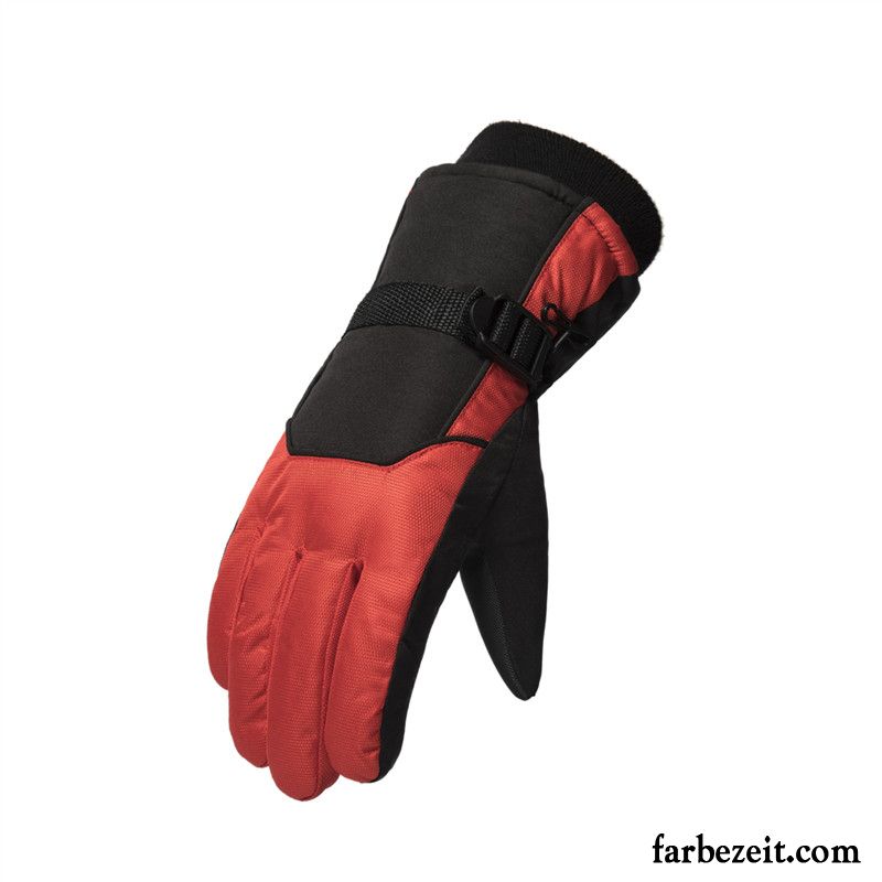 Handschuhe Herren Kalte Samt Outdoor Winter Skifahren Warm Halten Grau Dunkel