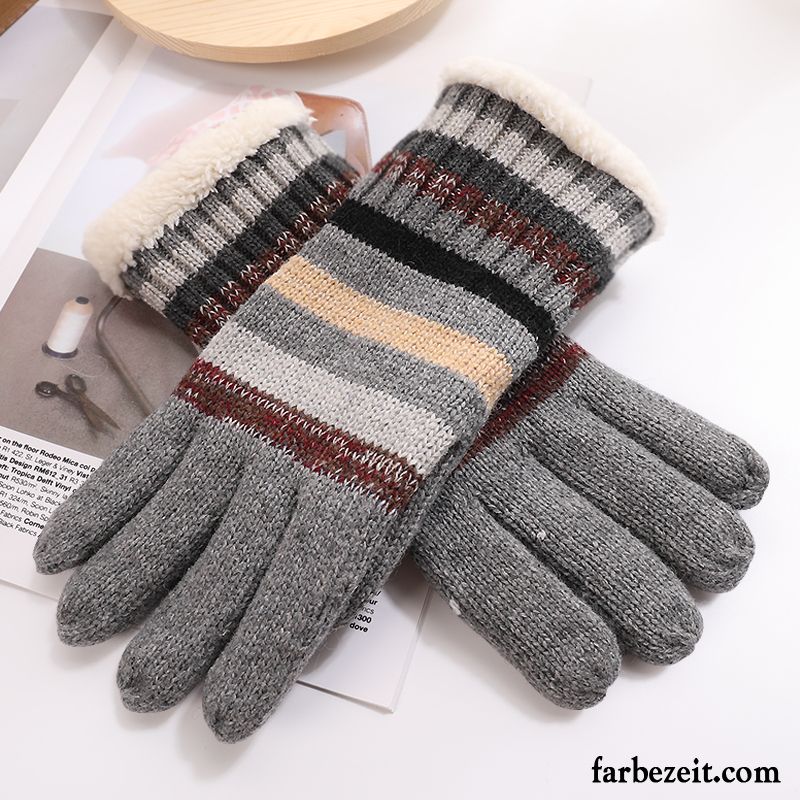 Handschuhe Herren Kalte Warm Halten Fünf Finger Samt Wolle Student Grau