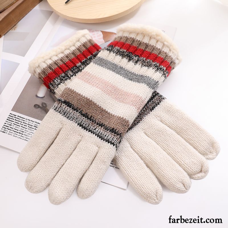 Handschuhe Herren Kalte Warm Halten Fünf Finger Samt Wolle Student Grau