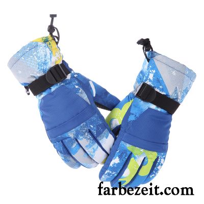 Handschuhe Herren Outdoor Wasserdicht Winddicht Fahrrad Fahren Skifahren Damen Blau