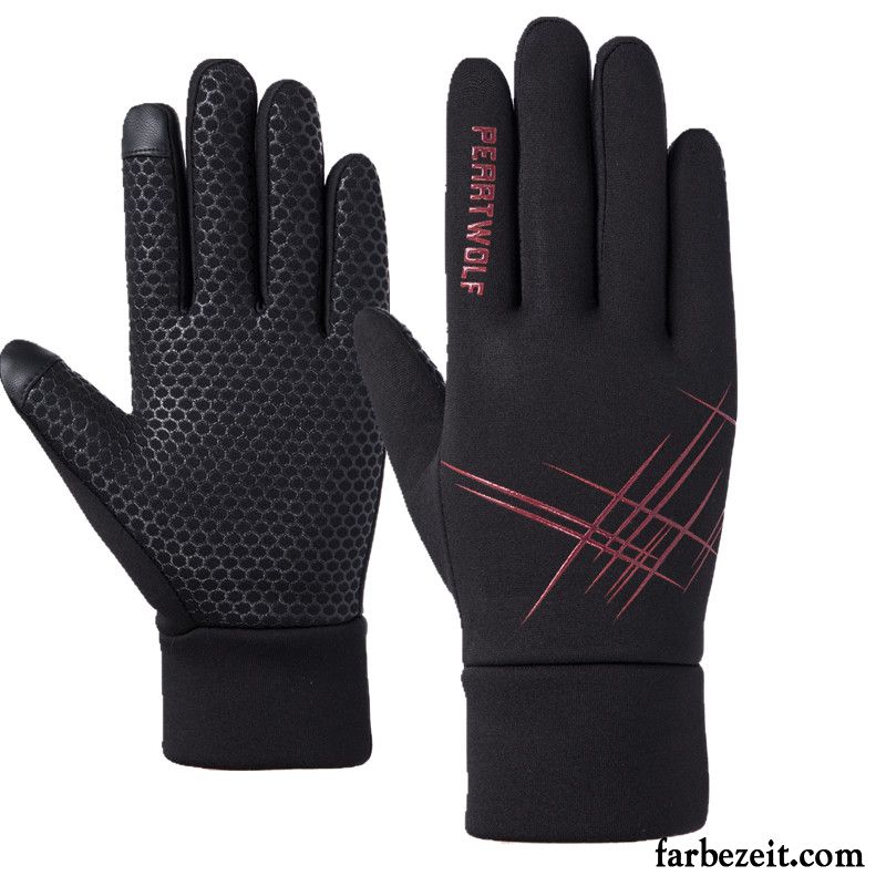 Handschuhe Herren Sport Outdoor Reiten Laufen Winter Rutschfest Schwarz