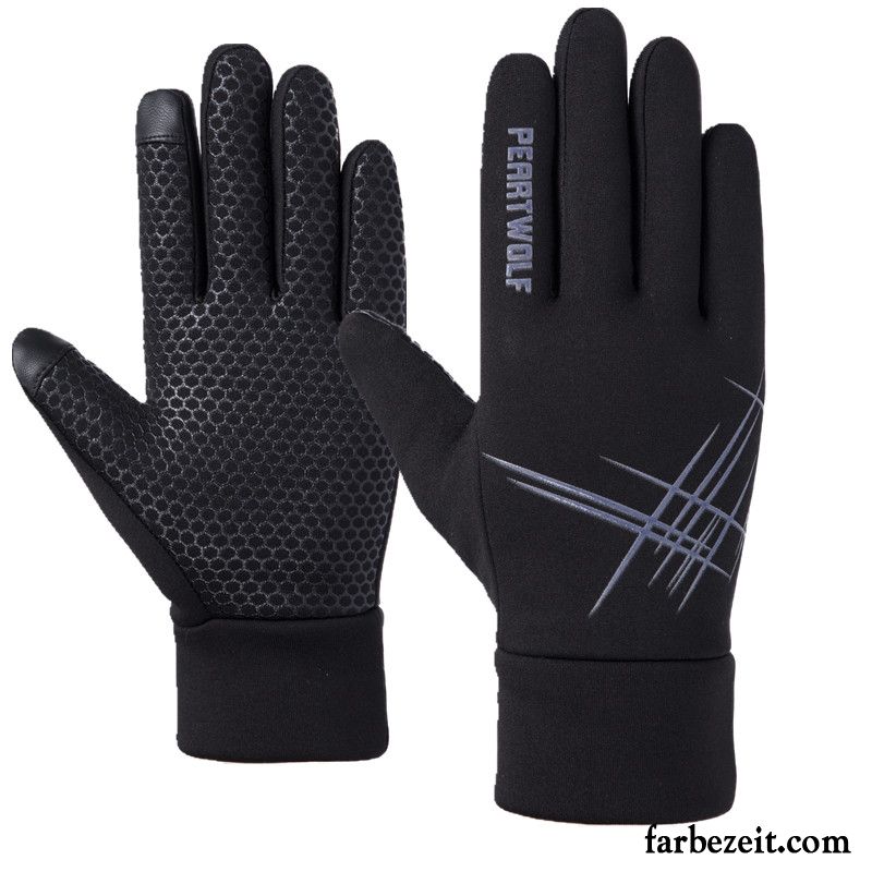 Handschuhe Herren Sport Outdoor Reiten Laufen Winter Rutschfest Schwarz