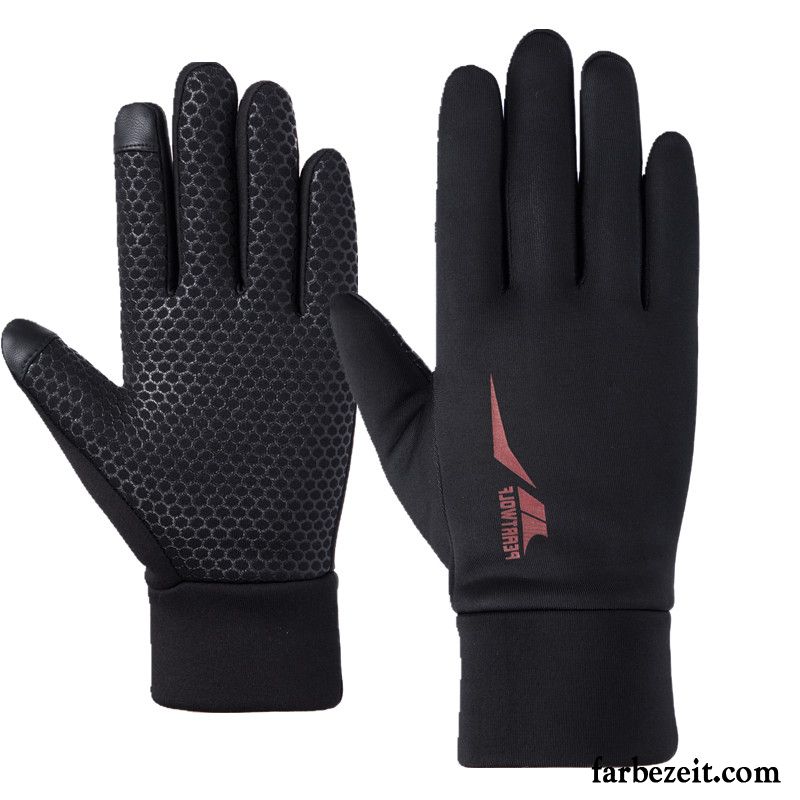 Handschuhe Herren Sport Outdoor Reiten Laufen Winter Rutschfest Schwarz