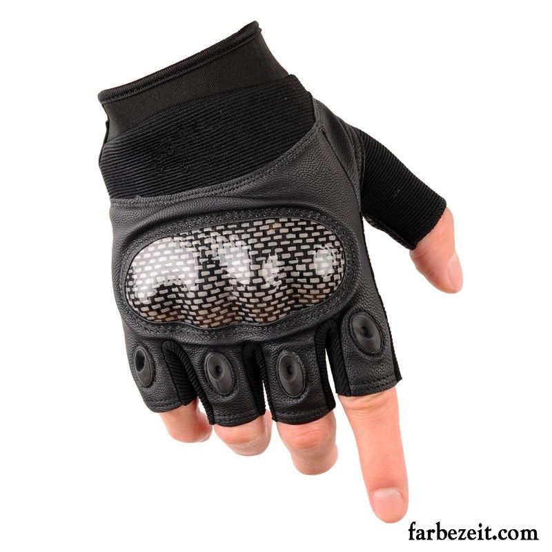 Handschuhe Herren Wander Sommer Kämpfen Halber Finger Blitz Fitness Schwarz