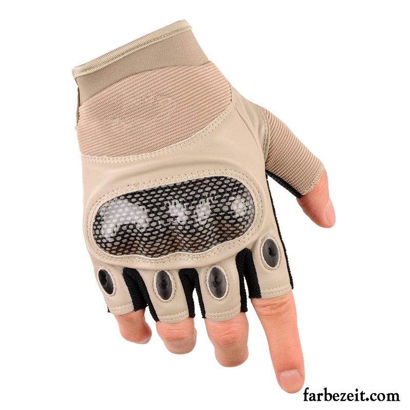 Handschuhe Herren Wander Sommer Kämpfen Halber Finger Blitz Fitness Schwarz