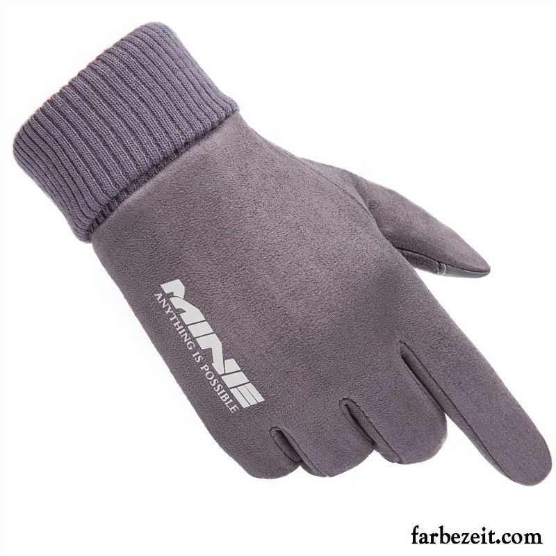 Handschuhe Herren Warm Halten Kaschmir Touchscreen Halber Finger Rutschfest Winter Schwarz