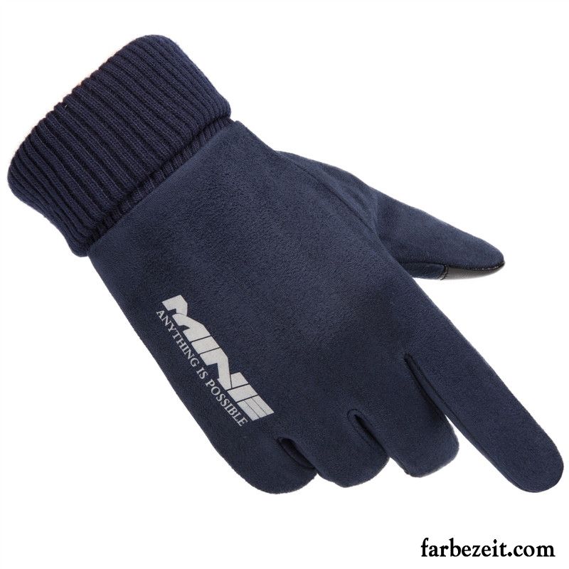 Handschuhe Herren Warm Halten Kaschmir Touchscreen Halber Finger Rutschfest Winter Schwarz