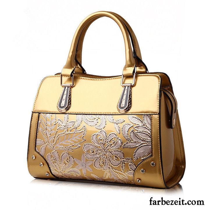 Handtaschen Damen Mittleren Alters Große Tasche 2018 Lackleder Freizeit Elegant Gold