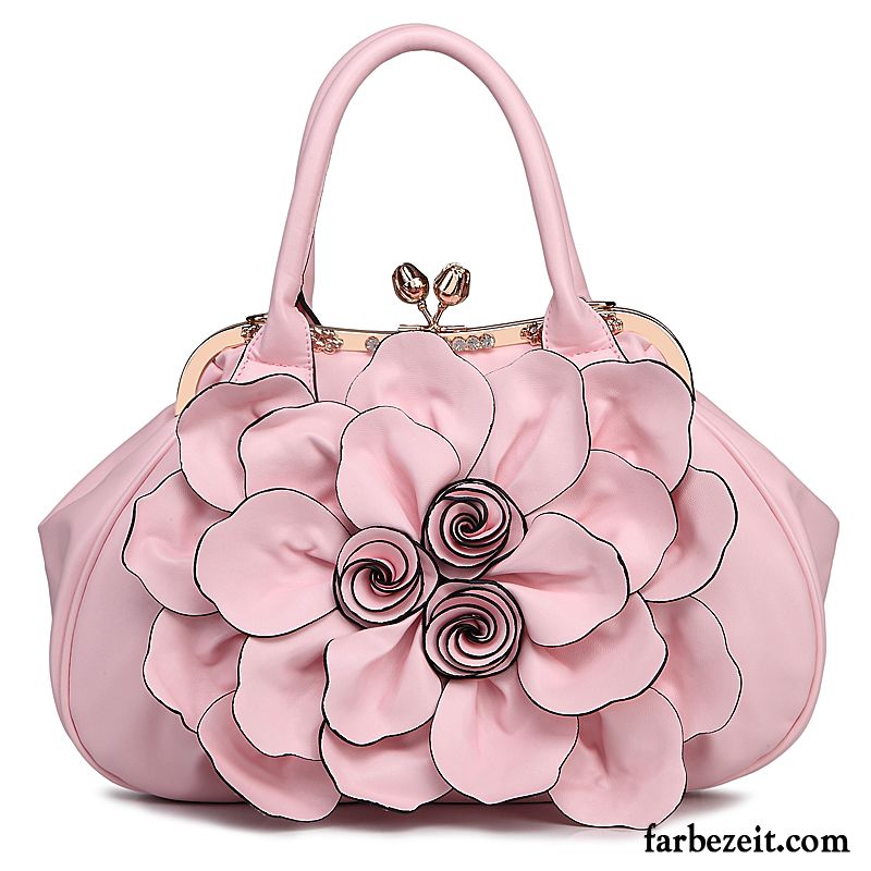 Handtaschen Damen Mode Umhängetasche Blumen Neu Frühling Schwarz