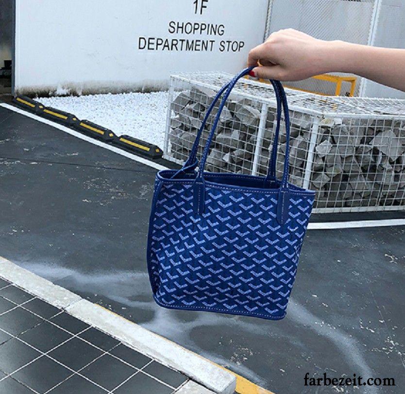 Handtaschen Damen Neu Einkaufen Mini Mode Doppelseitig Sandfarben Blau