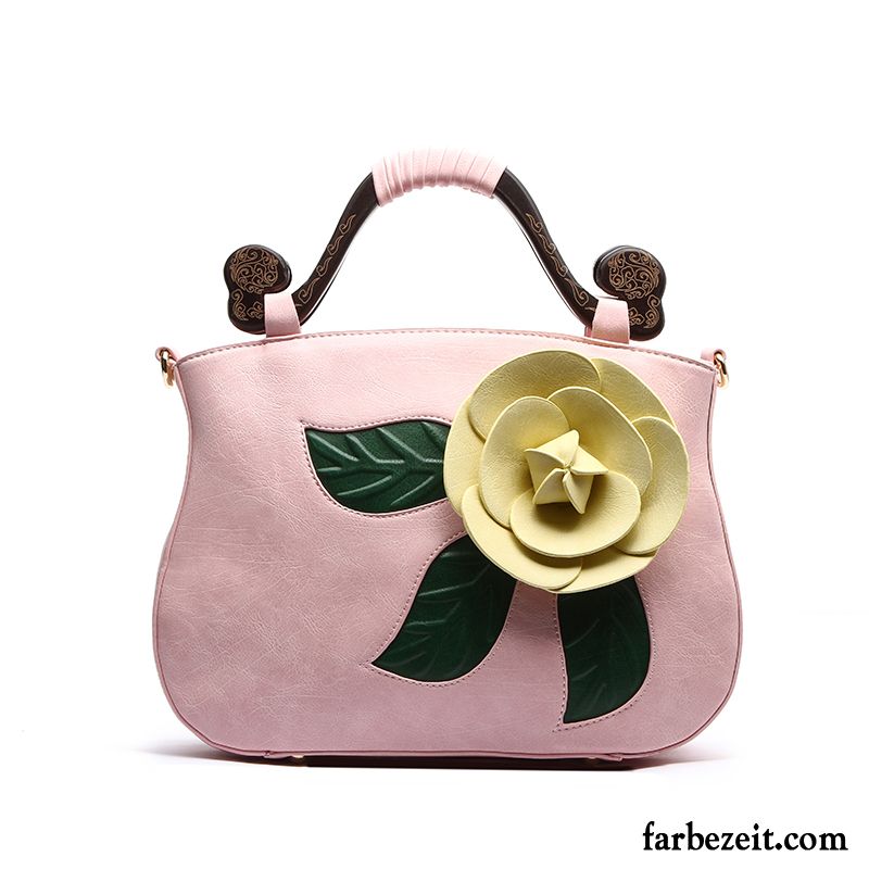 Handtaschen Damen Neu Sommer Dreidimensional Holz Retro Frühling Rosa