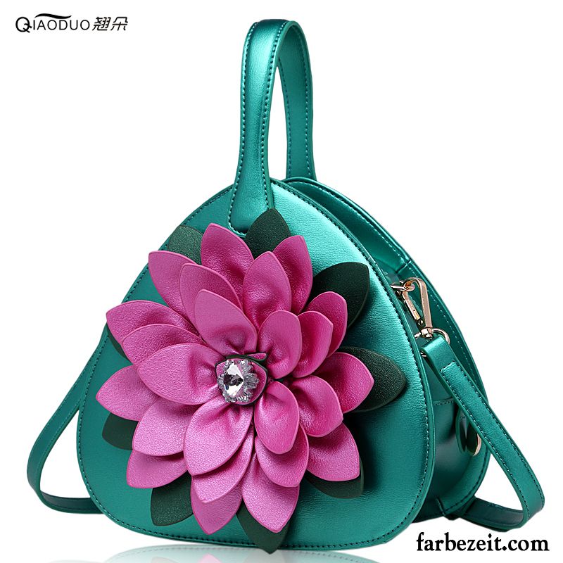 Handtaschen Damen Neu Strasssteinen Blumen Mini Herz Frühling Schwarz