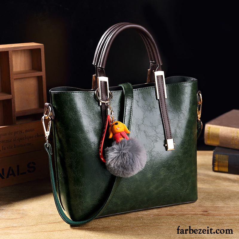 Handtaschen Damen Neu Texture Echt Leder Große Kapazität Große Tasche Mode Braun