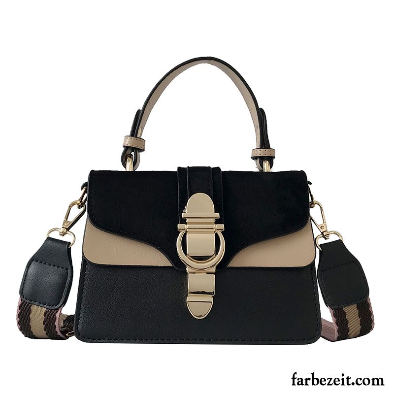 Handtaschen Damen Sperren Mini All Match Retro Nubuck Trend Schwarz