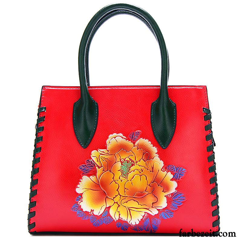 Handtaschen Damen Umhängetasche Blumen Persönlichkeit Neu Retro All Match Schwarz